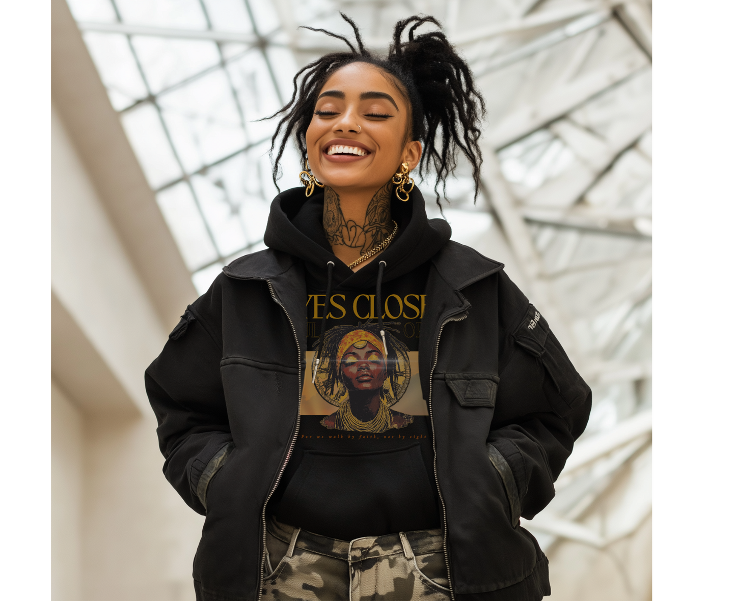 eyes closed hood