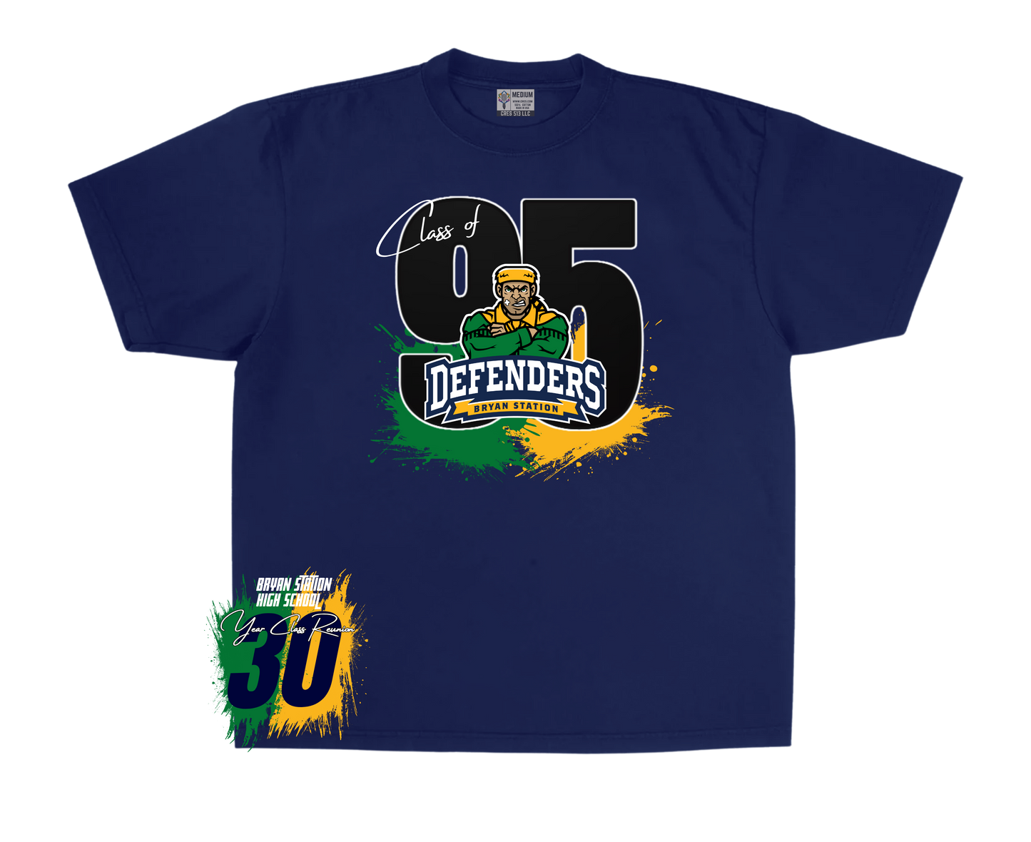 B.S 30 year class reunion tee( front and back print )