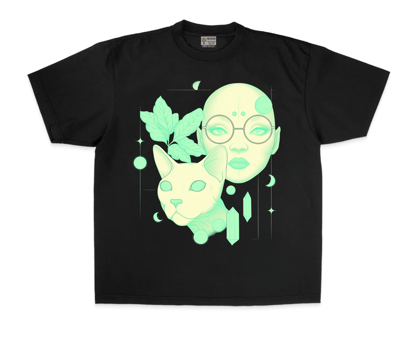 neon crystle cat tee