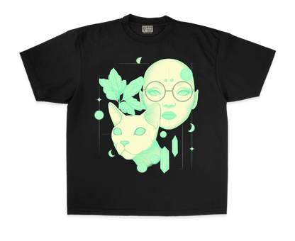 neon crystle cat tee